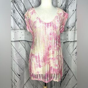 Isabella Rose Pink Mesh Coverup Dress M